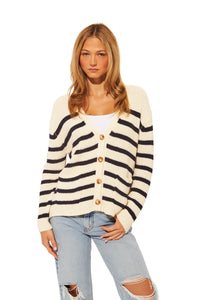 John + Jenn - Zayn Striped Cardigan in Marine