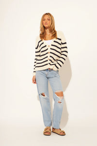 John + Jenn - Zayn Striped Cardigan in Marine