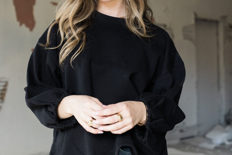 Bernstein & Gold - Frankie - Sweatshirt with gathered Sleeve - Black