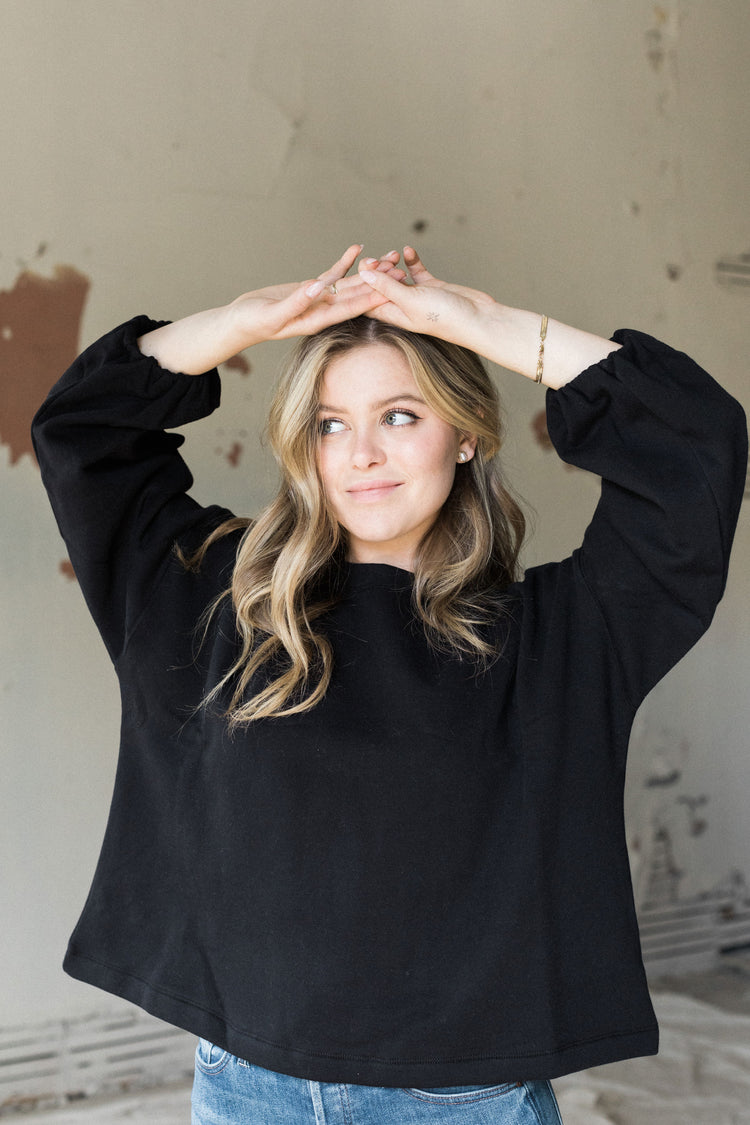 Bernstein & Gold - Frankie - Sweatshirt with gathered Sleeve - Black