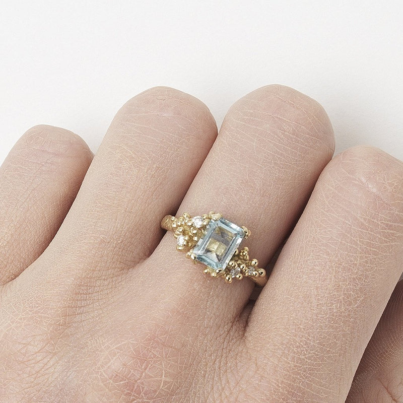 Ruth Tomlinson - Aquamarine and Diamond Encrusted Ring