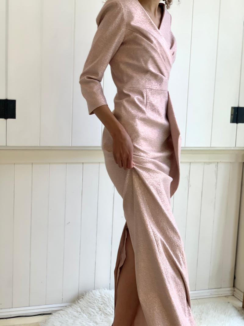 Teri Jon - Gwyneth Stretch Metallic Gown