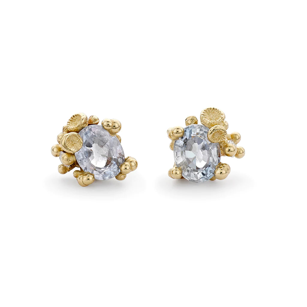 Ruth Tomlinson - Pale Blue Sapphire and Diamond Encrusted Studs
