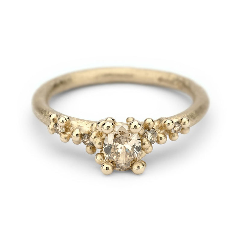 Ruth Tomlinson - Solitaire Diamond Encrusted Ring Champagne