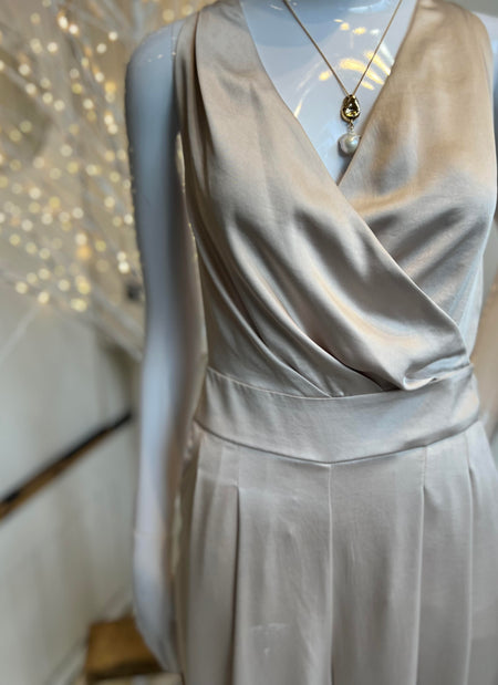 Iris Setlakwe - Satin Jumpsuit with flowy leg in Champagne