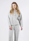 Lyla & Luxe - Aubree - Waffle Henley sweater in light grey