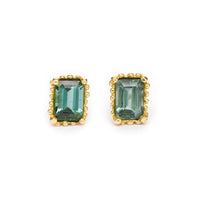 Ruth Tomlinson - Emerald Cut Tourmaline Stud with beaded earring