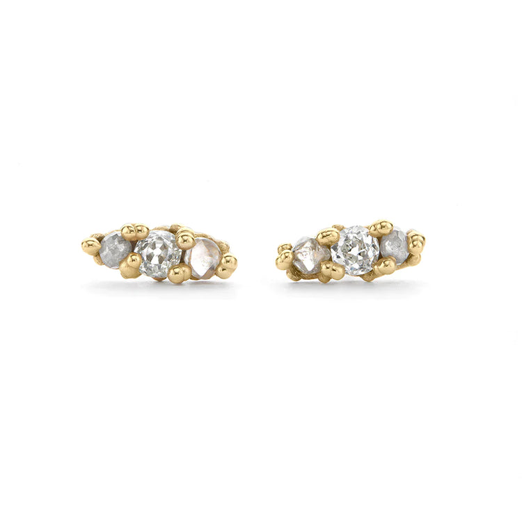 Ruth Tomlinson - Three Stone mixed Diamond Stud