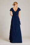 TERI JON - Dioni - Georgette diagonal tiered riffle bodice gown