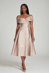 TERI JON - Alice - Off the shoulder Tea length dress - Rosegold