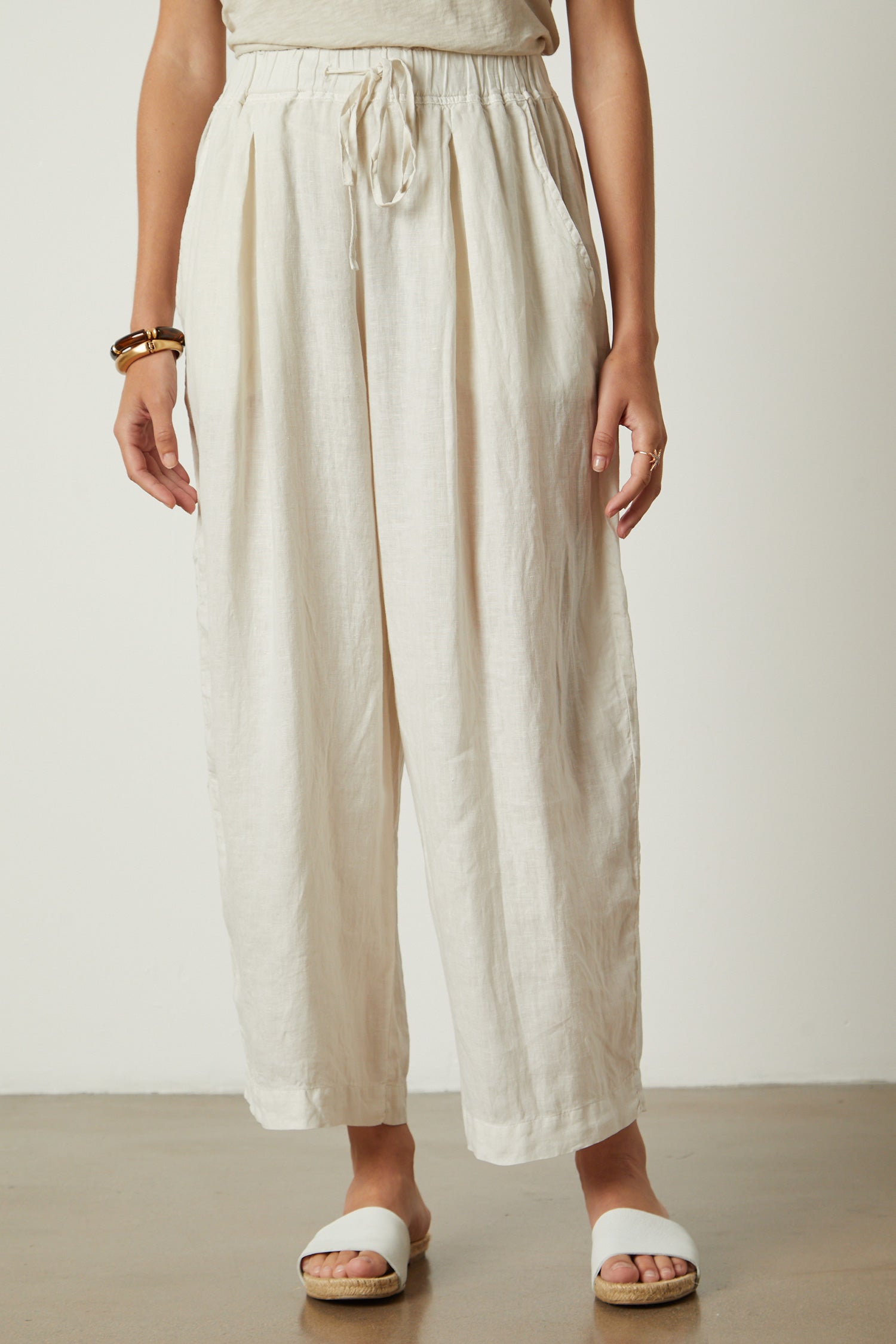 Velvet - Hannah - Woven Linen Drawstring Pant