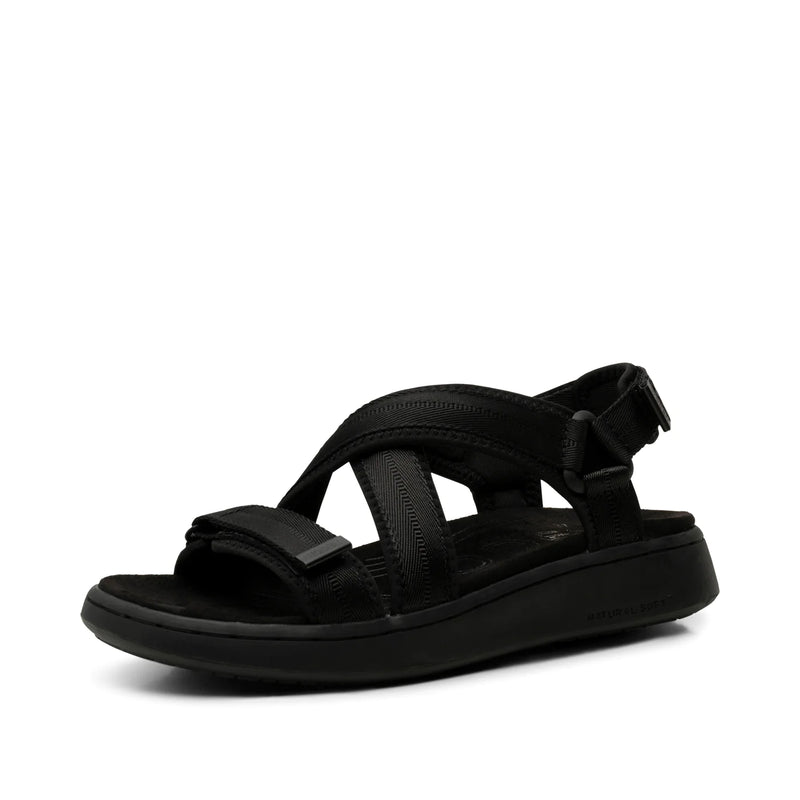 Woden - Line Cross Sandals in Black