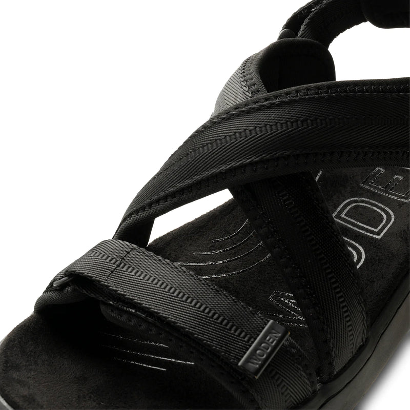 Woden - Line Cross Sandals in Black