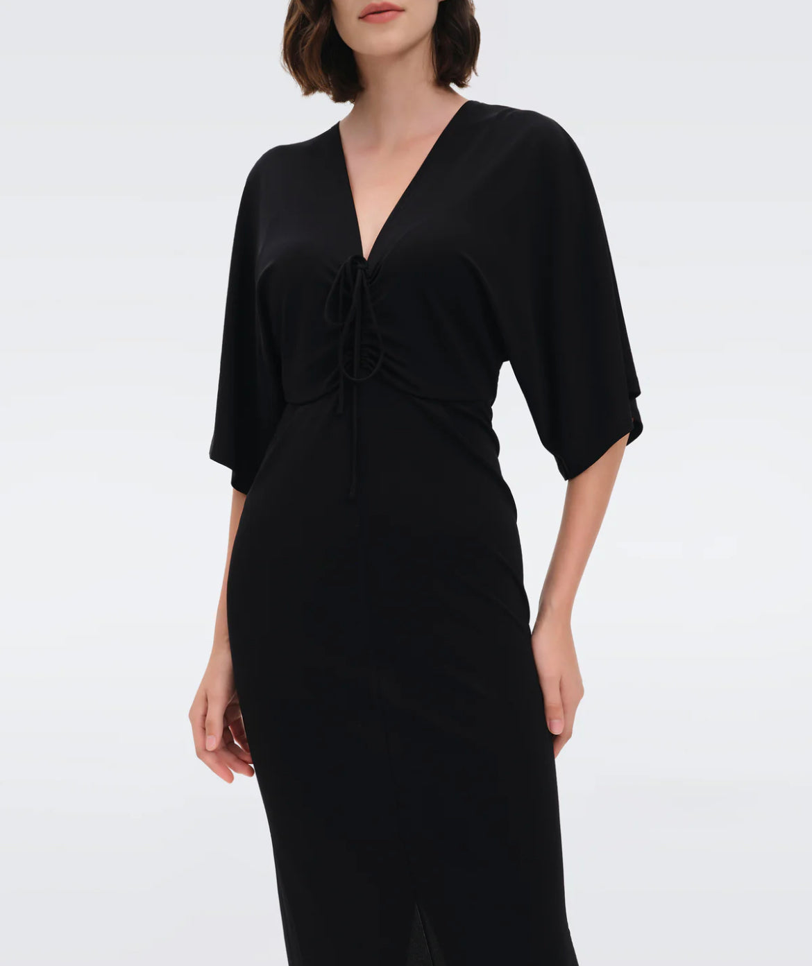 Diane Von Furstenberg Valerie Midi Dress in Black Bernstein Gold