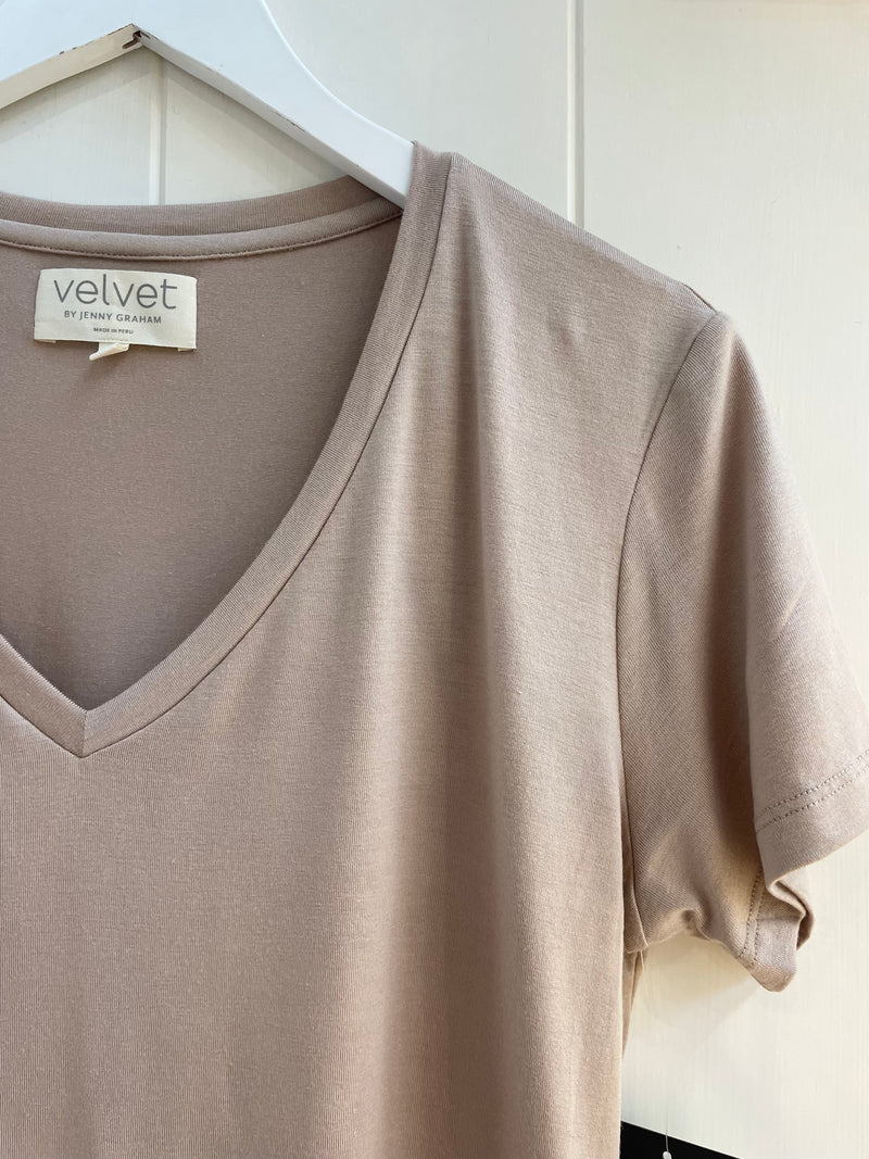 Velvet - Runy - Modal Jersey V Neck in Nude