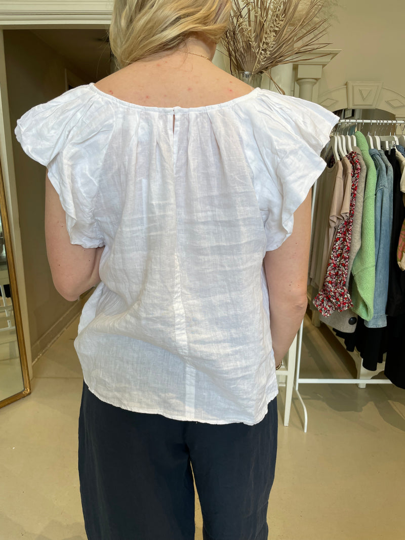 Velvet - Ava - Woven Linen Flutter Sleeve shirt